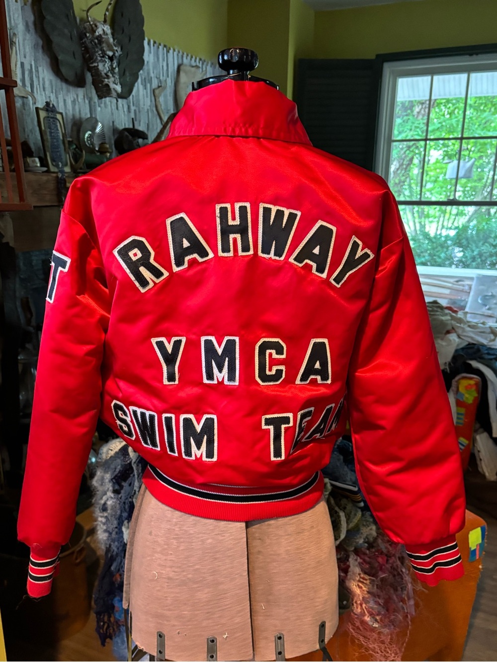 Vintage 1970’s Rahway YMCA Red Swim Team Satin Jacket